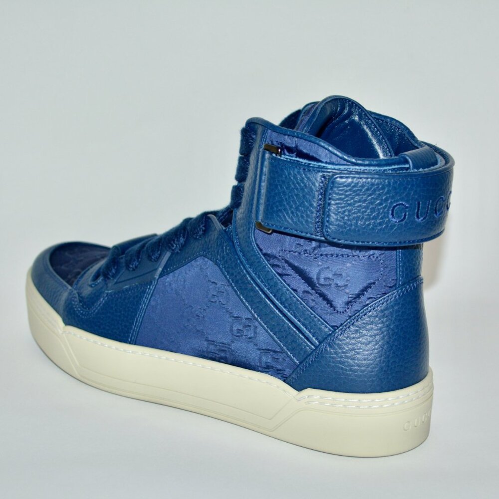 NIB GUCCI GG GUCCISSIMA MENS HITOP NYLON LEATHER SNEAKERS - Picture 6 of 12